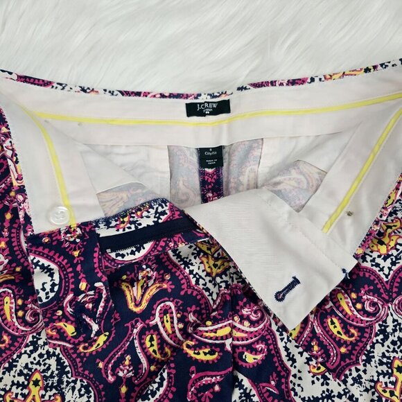 Paisley Print Stretch Shorts – by J.Crew Multicolor Summer Cotton Blend Sz 6 - Picture 4 of 8